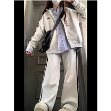 批发纯棉华棉面料 学院风<b class='q'>百搭</b>开衫卫衣长裤两件套宽松休闲<b class='q'>运动服</b>套装