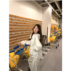 批发纯棉华棉面料 秋<b class='q'>冬</b>美式休闲运动服套装女炸街连帽卫衣卫裤两件套