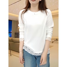 批发蕾丝提花上衣2025夏季新款时尚洋气圆领<b class='q'>小衫</b>百搭大码<b class='q'>女士</b>长袖t恤