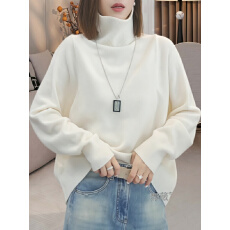 批发轻奢高领长袖内搭针织衫女秋冬新款宽松加厚保暖休闲百搭打底上衣