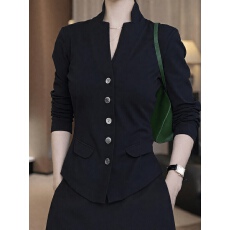 批发秋冬立领长袖<b class='q'>小西装</b>衬衫2025新款轻奢超火新中式单排扣开衫外套女