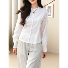 批发白色薄款<b class='q'>衬衫</b><b class='q'>女士</b>春季新款小个子微透套头<b class='q'>衬衣</b>时尚百搭宽松上衣女