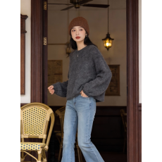 批发韩版简约休闲纯色<b class='q'>长袖</b>针织衫春季减龄百<b class='q'>搭</b>圆领链接<b class='q'>开衫</b>女外套上衣