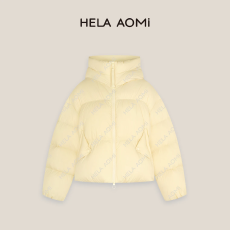 批发设计感三角口袋减龄连帽短款羽绒服