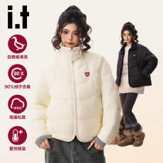 批发冬季新款翻领短款泡芙巴恩风小个子鹅绒羽绒服