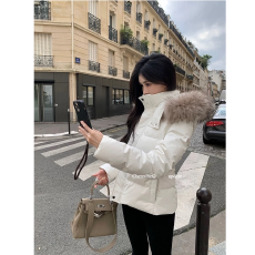 批发显瘦加厚大毛领白鸭绒外套
