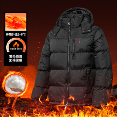 刺绣情侣款劳伦男女户外连帽休闲棉服加厚外套