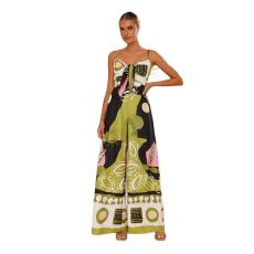 批发外贸欧美2026新款夏季收腰打揽吊带蝴蝶结阔腿直筒连体裤