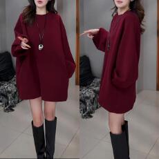 批发已出货~时尚百搭中长款圆领T恤秋季新款洋气宽松显瘦套头长袖上衣