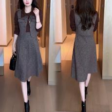 批发已出货时尚马甲外套+裙子两件套潮春秋季新款洋气显瘦<b class='q'>气质</b><b class='q'>连衣裙</b>