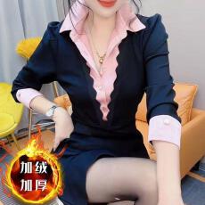批发已出货~加绒加厚保暖假两件连衣裙秋冬新款<b class='q'>时尚</b>显瘦百搭衬衫裙子