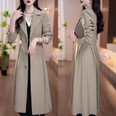 批发已出货~时尚设计感<b class='q'>风衣</b>外套秋季新款洋气宽松显瘦百搭<b class='q'>中长款</b>外套