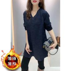 批发已出货~秋冬新款大码国风盘扣<b class='q'>T</b><b class='q'>恤</b>气质宽松显瘦中长款百搭打底上衣