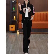 批发已出货~新中式休闲运动<b class='q'>装</b>秋新款修身时尚国风印花上衣长<b class='q'>裤</b>两件套