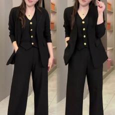 批发已出货~时尚大码显瘦套装秋款胖mm长袖马甲<b class='q'>小</b><b class='q'>西服</b>上衣长裤两件套