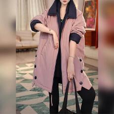 批发已出货~时尚加厚双面穿棉衣冬季新款洋气百搭中长款连帽棉服外套