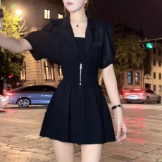 批发小个子气质收腰显瘦套装女2026夏季新款<b class='q'>时尚</b>背心短裤连衣裙三件套