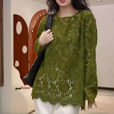 批发2026年春季韩版时尚显瘦长袖蕾丝衫洋气百搭<b class='q'>宽松</b>镂空<b class='q'>打底衫</b>上衣女