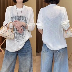 批发韩系时尚<b class='q'>百搭</b>双层领字母针织衫2026春季新款休闲宽松显瘦长袖上衣