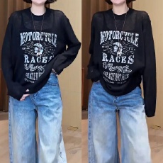 批发韩系时尚<b class='q'>百搭</b>双层领字母针织衫2026春季新款休闲宽松显瘦长袖上衣