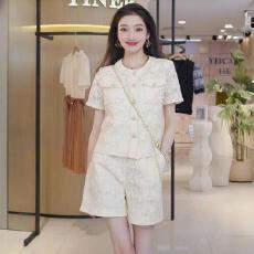 批发<b class='q'>欧洲站</b>时尚休闲<b class='q'>套装</b>女夏季2026洋气减龄设计感镂空短袖短裤两件套