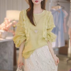 批发夏季新款薄款设计感拼接<b class='q'>蕾丝</b>防晒小衫女时尚洋气休闲宽松显瘦衬衫
