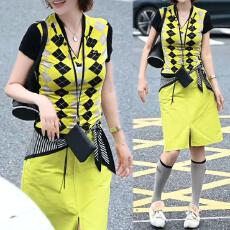 批发<b class='q'>街头</b>时髦菱形撞色短袖T恤衫2026夏季新款时尚洋气减龄百搭上衣潮
