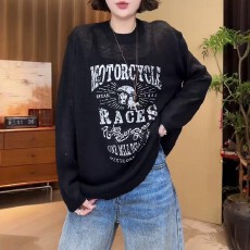 批发韩系长袖字母针织衫女2026秋季新款小众洋气百搭圆领宽松显瘦上衣