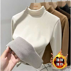 批发 纯色男女童半高领长袖打底衫保暖上衣加绒（德绒复合奥粒绒420克