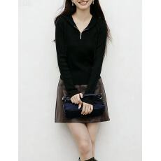 批发纯色时尚修身百搭针织衫2026秋季新款连帽半拉链设计感长袖上衣<b class='q'>女</b>