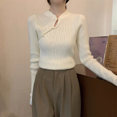 国风新中式长袖打底针织衫毛衣早秋气质小众轻熟不撞款巨好看上衣