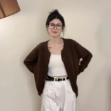 批发春秋针织衫内搭开衫女2025新款长袖圆领外搭上衣春装打底毛衣外套