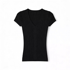 批发粉色低V领针织打底衫女春夏季2026新款<b class='q'>修身</b>内搭超好看的短袖上衣