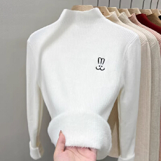 批发水貂绒加绒加厚打底毛衣女冬季2024新款一体绒打底衫<b class='q'>秋冬</b>内搭上衣