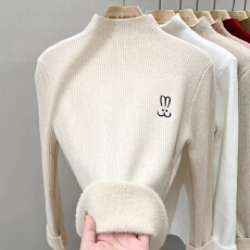 批发半高领加绒加厚打底毛衣女冬季2026新款一体绒打底衫<b class='q'>秋冬</b>内搭上衣