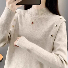 批发半高领毛衣女2026春秋针织衫宽松显瘦中领内搭针织打底衫