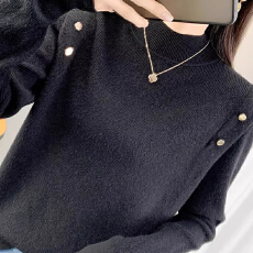 批发韩版一体绒针织衫女2025秋冬季新款内搭修身加厚加绒长袖毛衣