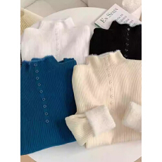 批发一体绒半高领长袖针织衫毛衣女<b class='q'>秋冬</b>季新款韩版加绒加厚打底衫上衣