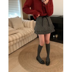 批发Miu系法式复古双层风琴百褶毛呢蛋糕<b class='q'>短裙</b>女秋冬高腰A字小众半身裙