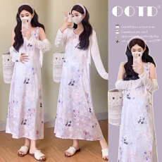 批发孕妇装新中式风连衣裙新款夏季熊猫印花国风裙子套装绝美连衣裙