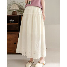 批发法式温柔风刺绣镂空蕾丝半身裙女2025春装百搭高腰显瘦垂感大摆裙