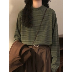 批发原布料适合品质店铺/德绒原布保暖百搭条纹打底衫内搭T恤上衣