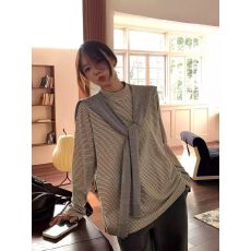 批发适合品质店铺/德绒保暖休闲百搭条纹打底衫内搭立领长袖T恤上衣