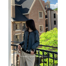 批发原版原色原纱1:1/针织开衫慵懒风韩系氛围感条纹毛衣外套