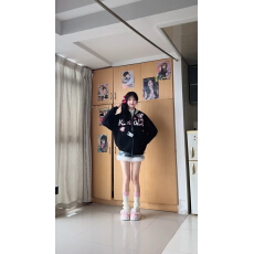 重工刺绣，品质款/可爱斑点狗连帽卫衣宽松百搭休闲拉链上衣外套