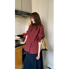 原版1:1/适合直播品质店/经典格纹衬衫复古基础格子衬衣叠穿上衣