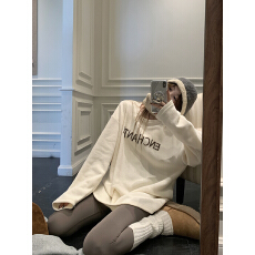 批发适合品质店铺/宽松休闲设计感字母毛巾刺绣圆领内搭加绒厚T恤