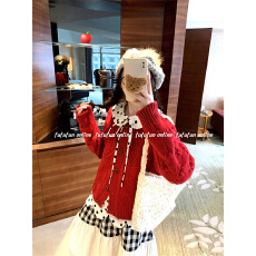 批发走线工整/直播品质/灯芯绒衬衣娃娃领蝴蝶绑带波点下摆花瓣衬衫