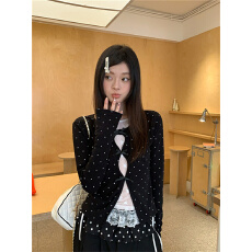 批发原版1:1 高好评款/黑色波点假两件长袖<b class='q'>t</b><b class='q'>恤</b>女春修身<b class='q'>蕾丝</b>拼接上衣