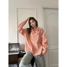 原版1:1 直播品质款/美式复古格子长袖衬衫刺绣春秋百搭开衫上衣